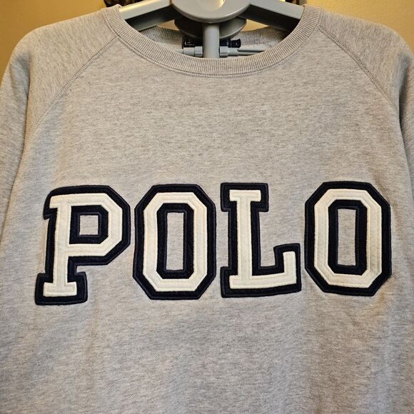 Vintage Polo Ralph Lauren Spellout Logo Sweatshirt 1989 Gray Mens L Pullover - Picture 2 of 5